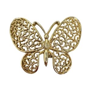 Vintage Gerry's Butterfly Brooch Gold Tone Filagree